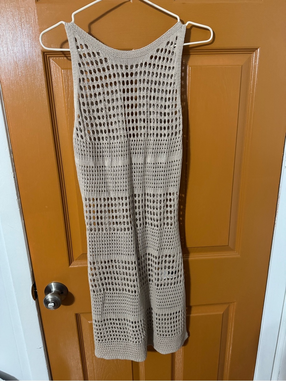 SHEIN Taupe Crochet Knit Midi Dress